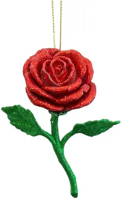 Kurt S. Adler kunststof kerstbal roos 11.5cm groen, rood - afbeelding 1