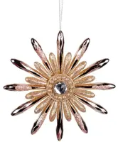 Kurt S. Adler kunststof kerstbal sneeuwvlok 10cm roze - afbeelding 1