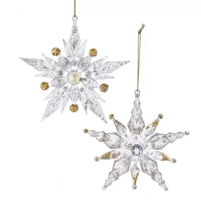 Kurt S. Adler kunststof kerstbal sneeuwvlok 12.5cm transparant  - afbeelding 1