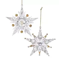 Kurt S. Adler kunststof kerstbal sneeuwvlok 12.5cm transparant  - afbeelding 1