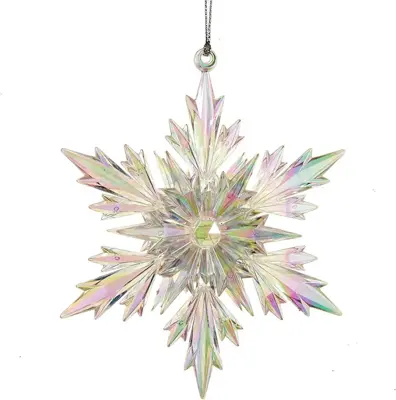 Kurt S. Adler kunststof kerstbal sneeuwvlok 13cm transparant, iriserend - afbeelding 1