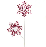 Kurt S. Adler kunststof kerstbal sneeuwvlok steker 73cm rood, wit  kopen?