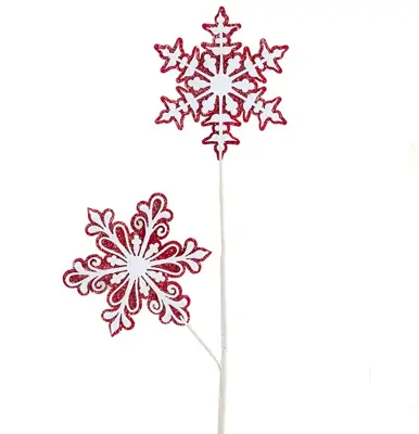 Kurt S. Adler kunststof kerstbal sneeuwvlok steker 73cm rood, wit - afbeelding 1