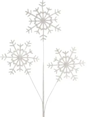 Kurt S. Adler kunststof kerstbal sneeuwvlok steker 77.5cm wit - afbeelding 1