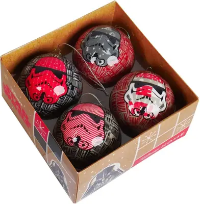 Kurt S. Adler kunststof kerstbal star wars 7.5cm multi 4 stuks - afbeelding 1