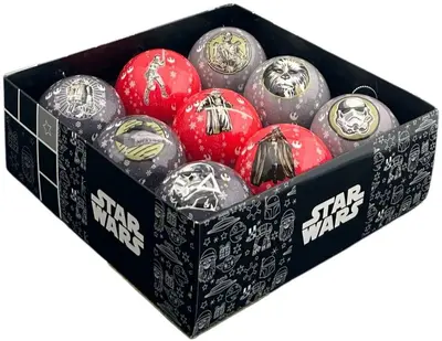 Kurt S. Adler kunststof kerstbal star wars 7.5cm multi 9 stuks - afbeelding 1