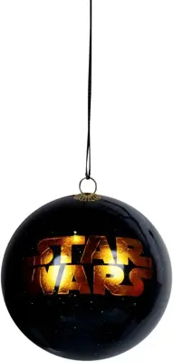 Kurt S. Adler kunststof kerstbal star wars 7.5cm zwart, goud 4 stuks - afbeelding 2