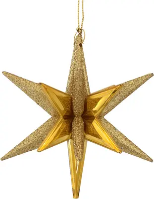 Kurt S. Adler kunststof kerstbal ster 9.5cm goud - afbeelding 1