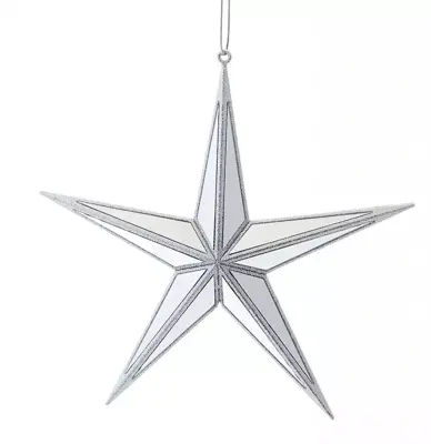 Kurt S. Adler kunststof kerstbal ster spiegel 28cm zilver - afbeelding 1