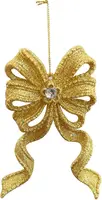 Kurt S. Adler kunststof kerstbal strik 12.5cm goud - afbeelding 1