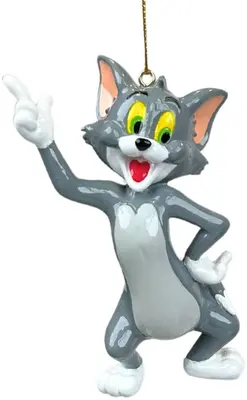 Kurt S. Adler kunststof kerstbal Tom & Jerry Tom 10cm grijs - afbeelding 1