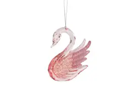 Kurt S. Adler kunststof kerstbal zwaan 7cm roze - afbeelding 1