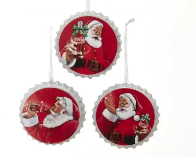 Kurt S. Adler metalen kerstbal coca-cola dop 10cm rood  - afbeelding 1