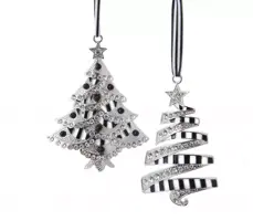 Kurt S. Adler metalen kerstbal kerstboom 10cm zilver, zwart  - afbeelding 1