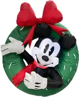 Kurt S. Adler opblaasfiguur Disney Mickey Mouse met krans multi  - afbeelding 1