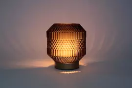 Lamp glas d16h17cm bordeaux/goud batterijen kopen?
