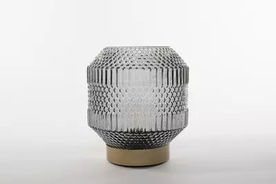 Lamp glas d16h17cm grijs/goud - afbeelding 2