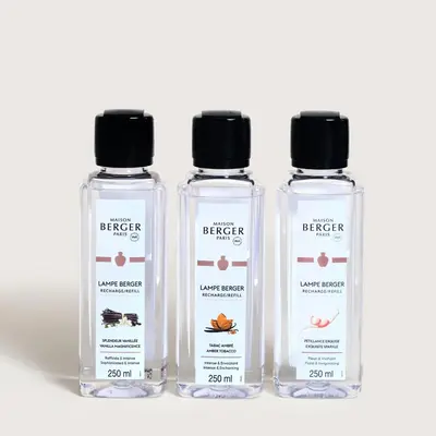 Lampe Berger triopack huisparfum rosalie vanilla magnificence & amber tobacco & exquisite sparkle 3x250 ml - afbeelding 3