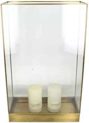 Lantaarn messing 34x15x55 cm goud - afbeelding 3