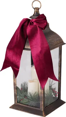 Lantaarn met LED Kaarsen 20 x 49 cm zwart - afbeelding 1
