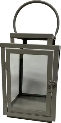 Lantaarn metaal modern 13x13x23cm beige