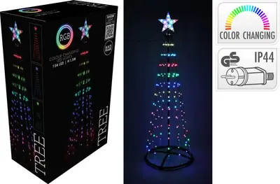 LED boom regenboog met 154 lampjes 150cm, multicolor - afbeelding 2