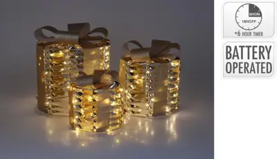 LED cadeau goud 17cm, S - afbeelding 1