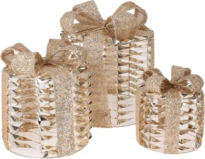 LED cadeau goud 30cm, L - afbeelding 2