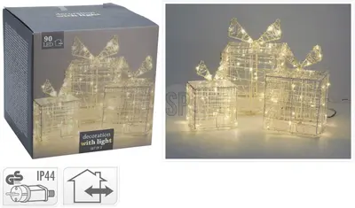 LED cadeaus set van 3 maten 90 lampjes - afbeelding 5