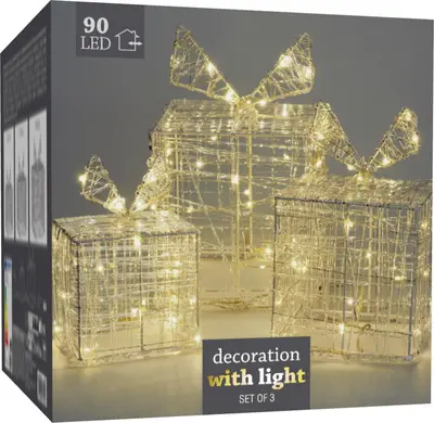 LED cadeaus set van 3 maten 90 lampjes - afbeelding 4