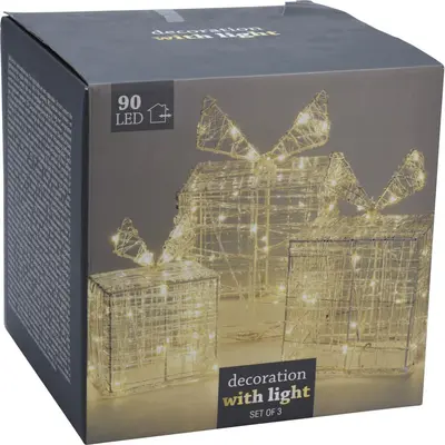 LED cadeaus set van 3 maten 90 lampjes - afbeelding 3