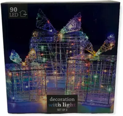 LED cadeaus set van 3 maten 90 lampjes, multicolor - afbeelding 1
