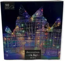 LED cadeaus set van 3 maten 90 lampjes, multicolor - afbeelding 1