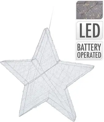 LED Draad ster 40 cm zilver - afbeelding 1