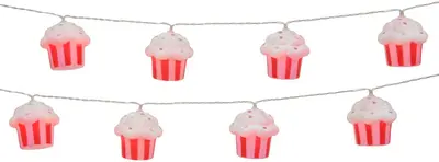 LED draadverlichting cupcake 10 lampjes 1m, warm wit - afbeelding 1