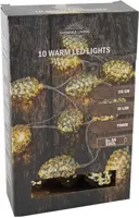 LED draadverlichting dennenappel 10 lampjes goud 1,10m, warm wit - afbeelding 2