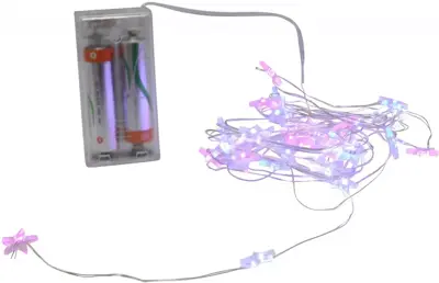 LED draadverlichting met sterren 40 lampjes roze/blauw 4m, warm wit - afbeelding 1