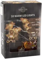 LED draadverlichting peperkoekmannetjes 10 lampjes rood/wit 1m, warm wit - afbeelding 1