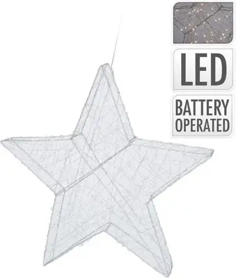 LED draadverlichting ster zilver 40 cm - afbeelding 1