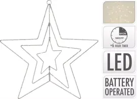 LED draadverlichting ster zilver 50 lampjes 60 cm - afbeelding 1