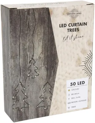 LED gordijnverlichting boom 5 st 50 lampjes zwart 80 x 60cm, gouden gloed - afbeelding 1