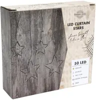 LED gordijnverlichting sterren 5 st 50 lampjes zwart 80 x 60cm, gouden gloed - afbeelding 1