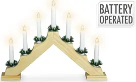 LED kaarsenbrug hout 7 lampjes naturel - afbeelding 1