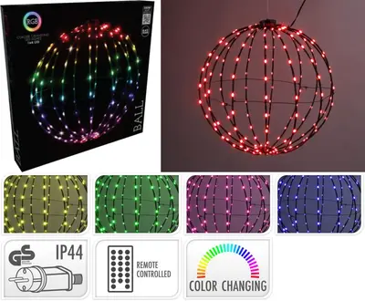 LED kerstbal met 168 RGB-lampjes, Ø 40cm, multicolor - afbeelding 4