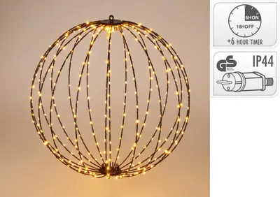 LED kerstbal met 320 lampjes Ø 50cm, extra warm wit - afbeelding 2