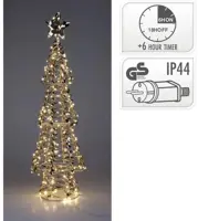 LED kerstboom 80 lampjes shiny goud 68cm - afbeelding 1