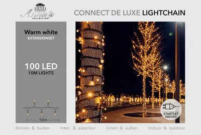 LED koppelverlichting Connect de Luxe 10 m 100 lampjes warm wit - afbeelding 1