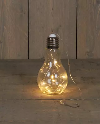 LED lamp op batterijen 9x17 cm met 10 lampjes warm wit - afbeelding 1
