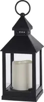 LED lantaarn met kaarsje zwart 10,5 x 23cm - afbeelding 2