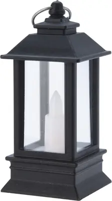 LED Lantaarn met kaarsje zwart 4 x 9cm - afbeelding 2